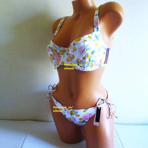 36DD/L Victoria Secret Swim Push Up w/o pad Top Bikini Set Side Tie Cheeky botto - Picture 2 of 11
